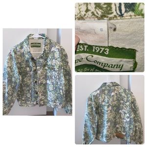 Vintage Green Floral Denim Jacket